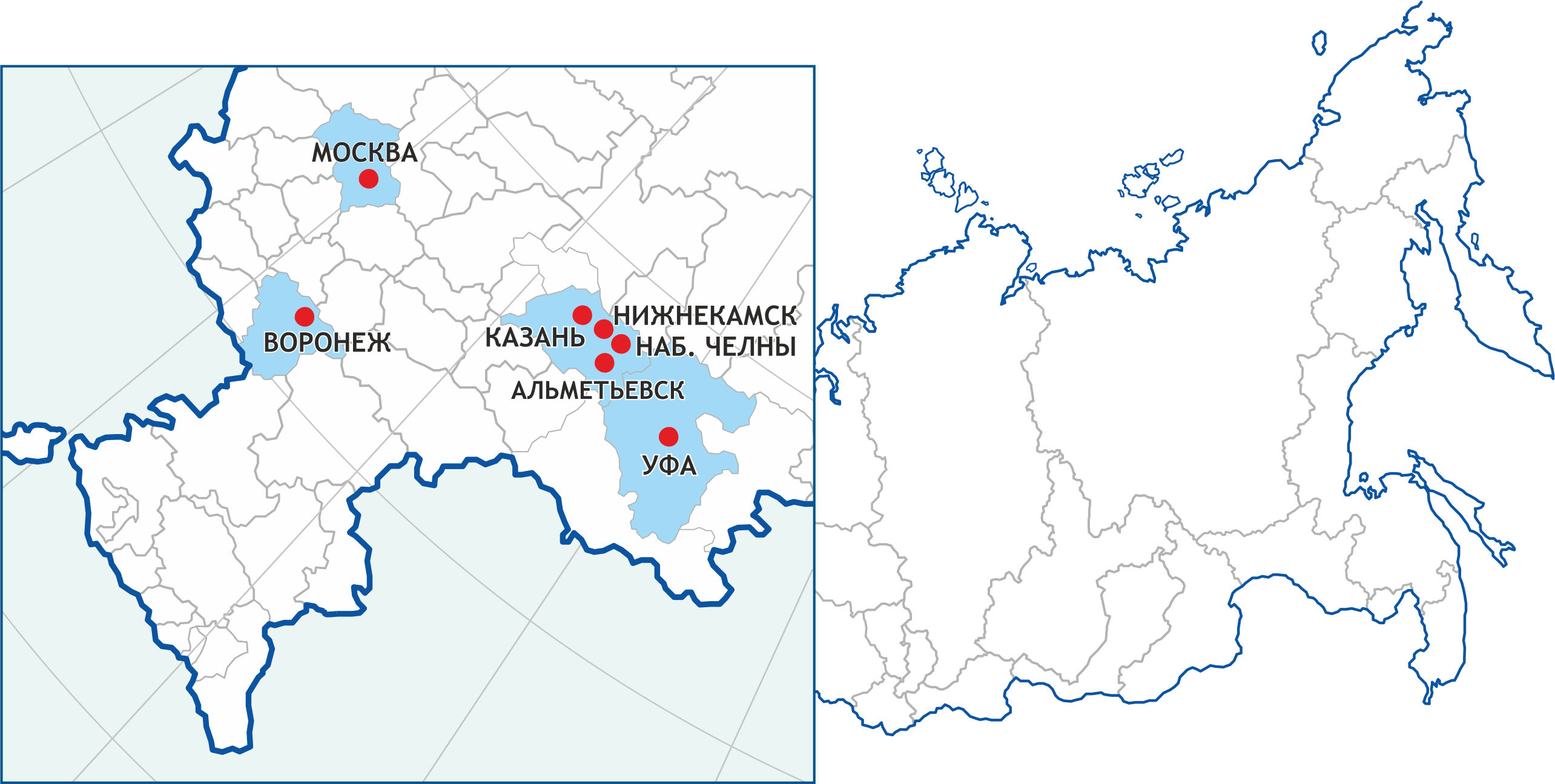 Уфа альметьевск карта